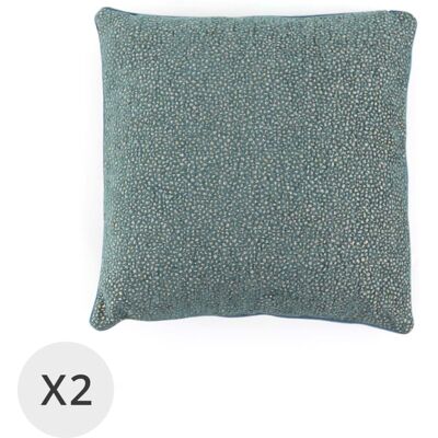 MOYCOR Set de 2 coussins en velours vert texture 45 x 45 cm Bleu 45x10x45cm - Publicité MOYCOR Set de 2 coussins en velours vert texture 45 x 45 cm Bleu 45x10x45cm - Publicité