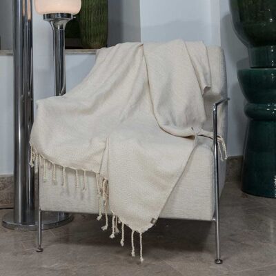 Febronie Plaid coton lin 130x170 Beige 170x1x130cm - Publicité Febronie Plaid coton lin 130x170 Beige 170x1x130cm - Publicité