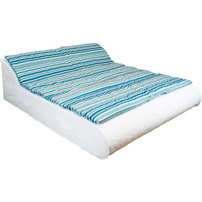 MX HOME Surmatelas pour bain de soleil 2 places - rayures bleues Bleu 180x3x160cm - Publicité MX HOME Surmatelas pour bain de soleil 2 places - rayures bleues Bleu 180x3x160cm - Publicité