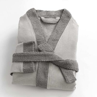 Linandelle Peignoir double face nid d'éponge en coton gris clair 7xl Gris 0x0cm - Publicité Linandelle Peignoir double face nid d'éponge en coton gris clair 7xl Gris 0x0cm - Publicité