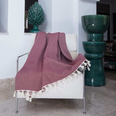 Febronie Plaid coton bordeaux 160x250 Rouge 250x1x160cm - Publicité Febronie Plaid coton bordeaux 160x250 Rouge 250x1x160cm - Publicité