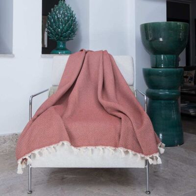 Febronie Plaid coton rouge tomette 130x170 Rouge 170x1x130cm - Publicité Febronie Plaid coton rouge tomette 130x170 Rouge 170x1x130cm - Publicité
