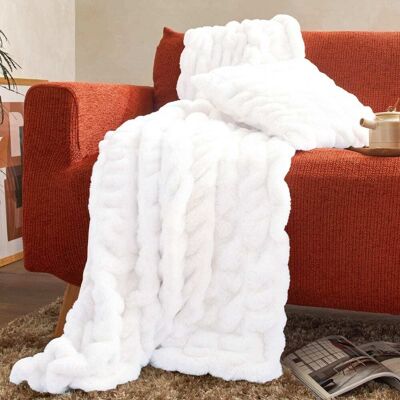 Becquet Plaid en polyester blanc 130x170 cm Blanc 170x1x130cm - Publicité Becquet Plaid en polyester blanc 130x170 cm Blanc 170x1x130cm - Publicité