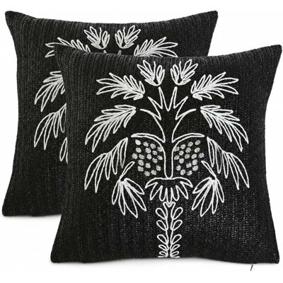 NIYLO Lot 2 coussins brodés en polyester noir 42x15x42 cm Noir 15x42x42cm - Publicité NIYLO Lot 2 coussins brodés en polyester noir 42x15x42 cm Noir 15x42x42cm - Publicité