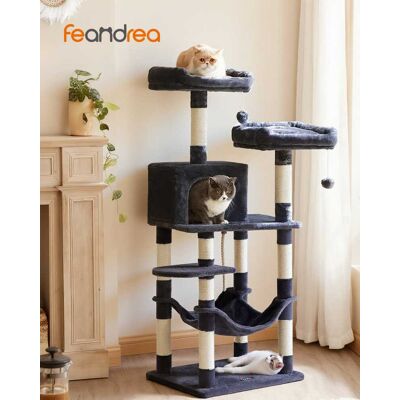 FEANDREA Arbre à chat tissu peluche 11 poteaux à griffer 141.8 cm gris Gris 55x143x45cm - Publicité FEANDREA Arbre à chat tissu peluche 11 poteaux à griffer 141.8 cm gris Gris 55x143x45cm - Publicité