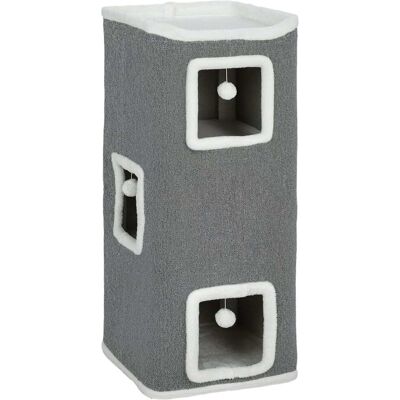 PAWHUT Tour pour chat panneau de particules, peluche gris Gris 41x100x41cm - Publicité PAWHUT Tour pour chat panneau de particules, peluche gris Gris 41x100x41cm - Publicité