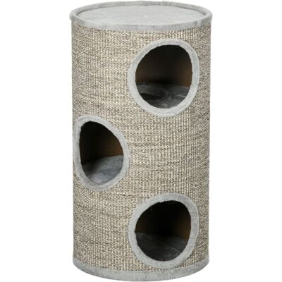 PAWHUT Tonneau à gratter pour chat Panneau de particules, Peluche Gris Gris 38x70x38cm - Publicité PAWHUT Tonneau à gratter pour chat Panneau de particules, Peluche Gris Gris 38x70x38cm - Publicité