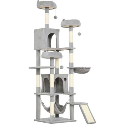 PAWHUT Arbre à chat panneaux de particule, peluche gris Gris 48x192x48cm - Publicité PAWHUT Arbre à chat panneaux de particule, peluche gris Gris 48x192x48cm - Publicité