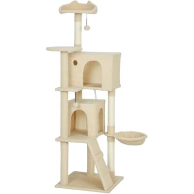 Urban Meuble Arbre à chat 160 cm beige avec niches, hamac et griffoirs en sisal Beige 48x160x48cm - Publicité Urban Meuble Arbre à chat 160 cm beige avec niches, hamac et griffoirs en sisal Beige 48x160x48cm - Publicité