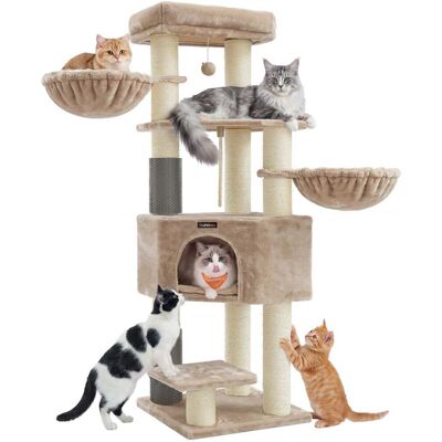 Helloshop26 Arbre à chat grand 50 x 50 x 160 cm beige Noir 50x160x50cm - Publicité Helloshop26 Arbre à chat grand 50 x 50 x 160 cm beige Noir 50x160x50cm - Publicité