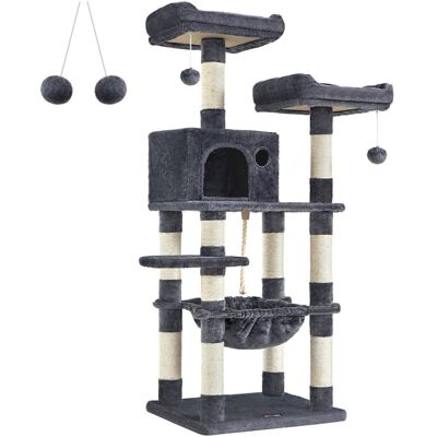 Helloshop26 Arbre à chat stable 55 x 45 x 143 cm effet bois gris Gris 55x143x45cm - Publicité Helloshop26 Arbre à chat stable 55 x 45 x 143 cm effet bois gris Gris 55x143x45cm - Publicité