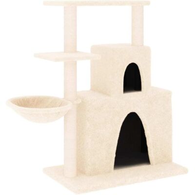 Helloshop26 Arbre à chat meuble 61 x 35 x 83 cm crème Beige 61x83x35cm - Publicité Helloshop26 Arbre à chat meuble 61 x 35 x 83 cm crème Beige 61x83x35cm - Publicité