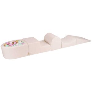 MeowBaby Aire de jeu mousse, piscine, balles Rose Pastel/Menthe/Blanc/Beige W45 Multicolore 45x30x250cm