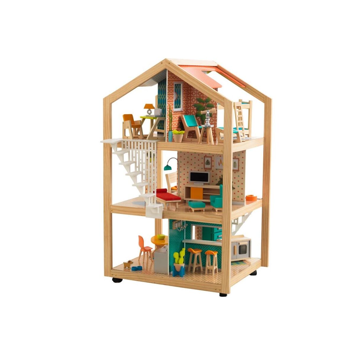 KidKraft Maison de poupée en bois So Stylish Beige 68x110x59cm