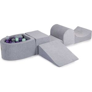 MeowBaby Set de mousse gris clair balles Violet/Menthe/Argent/Transparent Multicolore 45x30x250cm