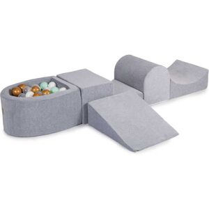 MeowBaby Set de mousse gris clair balles Doré/Transparent/Menthe/Blanc Multicolore 45x30x250cm