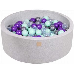 MeowBaby Gris clair Piscine à balles Menthe/Transparent/Argent/Violet H30cm Multicolore 90x30x90cm