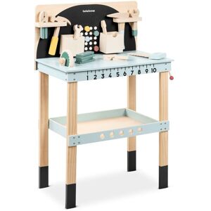 Beeloom Banc d'outils pour enfants en bois bleu naturel Bleu 11x32x58cm