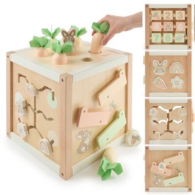 Bieco Cube d'activité lapin XXL en bois FSC® Multicolore 30x40x30cm - Publicité Bieco Cube d'activité lapin XXL en bois FSC® Multicolore 30x40x30cm - Publicité