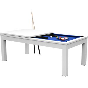 Rendez-Vous Deco Table de billard convertible blanche tapis bleu Bleu 214x82x112cm