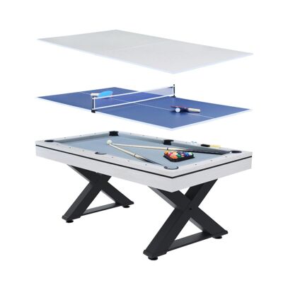 Concept Usine Table multi-jeux, ping-pong et billard en bois blanc