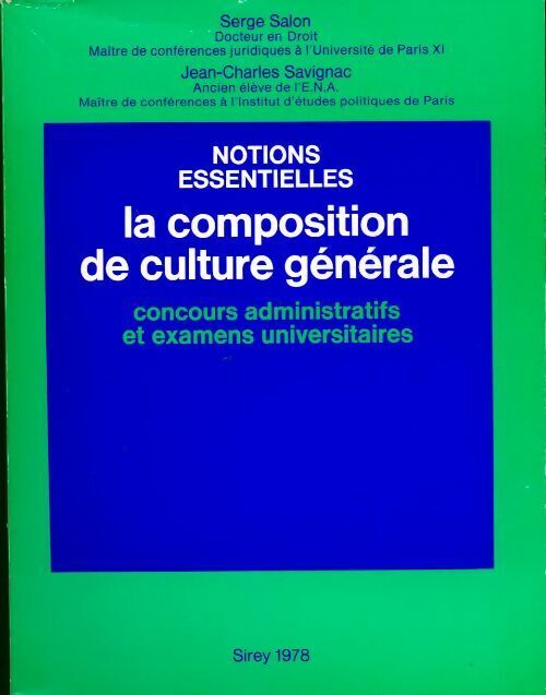 Jean-Charles Savignac La composition de culture générale - Jean-Charles Savignac - Livre