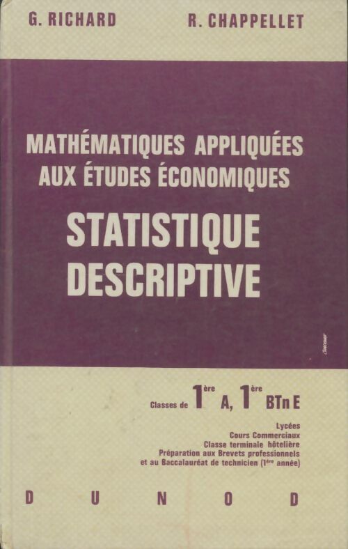 G. Richard Statistique descriptive 1ère A, 1ère BTnE - G. Richard - Livre