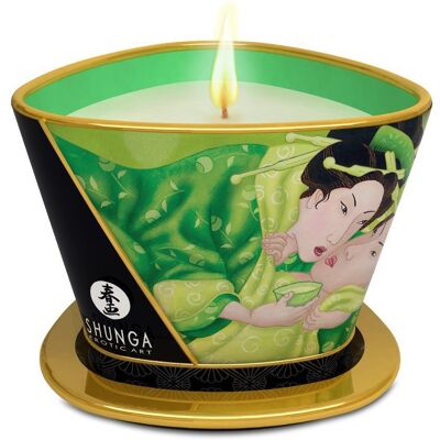 Shunga Bougie de massage Thé Vert Exotique - 170 ml - Publicité Shunga Bougie de massage Thé Vert Exotique - 170 ml - Publicité