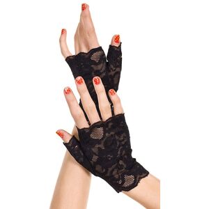 Music Legs Gants noirs doigts ouverts dentelle florale Noir