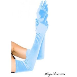 LegAvenue Gants Extra Longs satin bleu Bleu