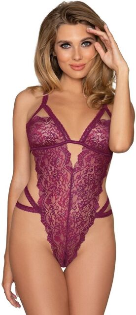 Body en dentelle florale avec lanières. Dos nu - DG10551MUL Mûre
