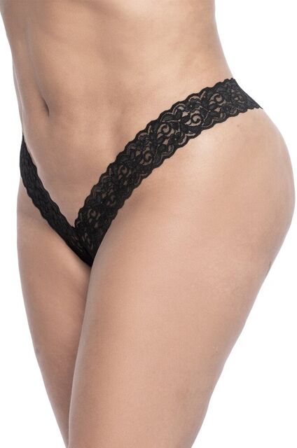 String brésilien en dentelle noir grande taille - MAL93XBLK Noir