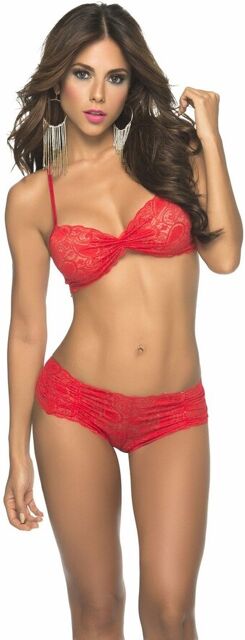 Ensemble dentelle Top et Panty - MAL207RED Rouge