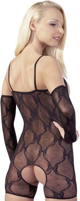 Combinaison short en résille noire