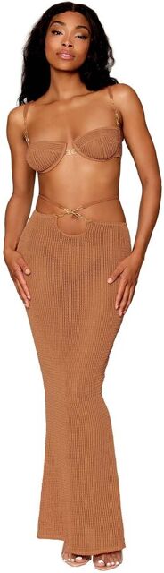Jupe longue et soutien-gorge avec chaine doré Cuivre