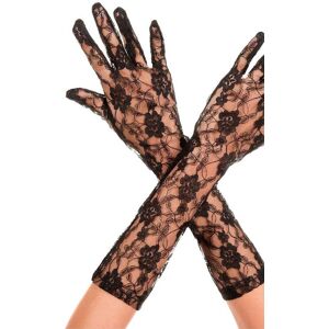 Music Legs Gants longs mi-bras noirs dentelle florale Noir