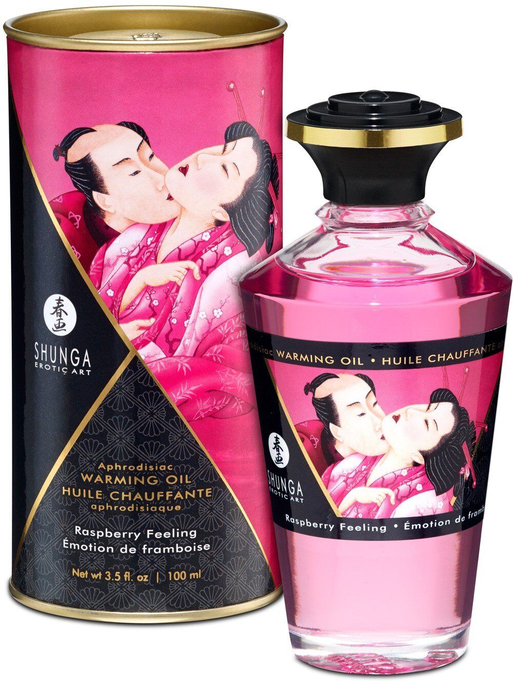 Shunga Huile chauffante aphrodisiaque emotion de framboise 100ml