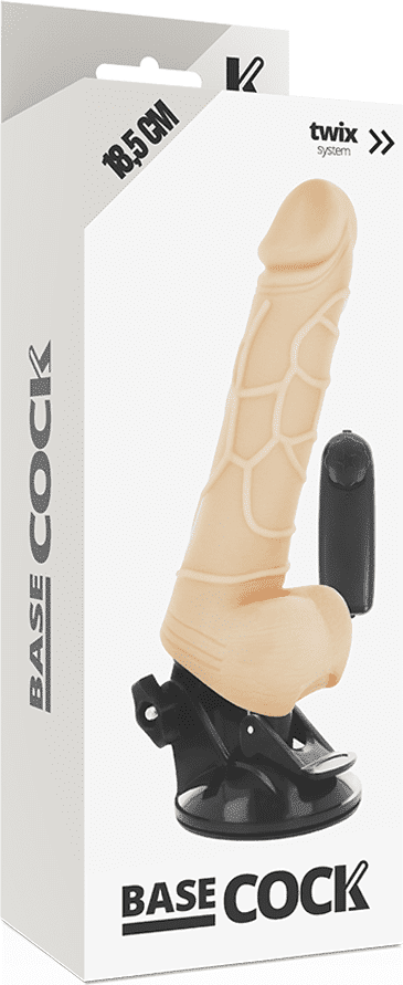 BASECOCK Gode Réaliste tésticule Naturel 18,5 CM vibrant à ventouse