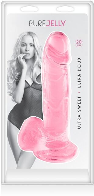 Gode jelly rose ventouse taille L 20cm 3