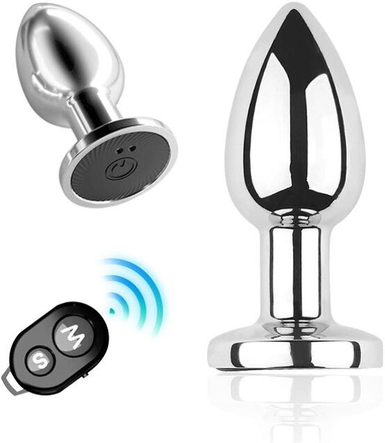 Plug vibrant acier inoxydable anal taille M avec télécommande