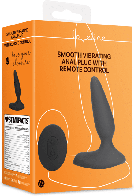 Smooth Vibrating Anal Plug with Remote Control - Licorice Black