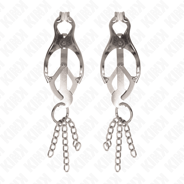 pinces à tétons trèfle japonais avec petites chaînes argent