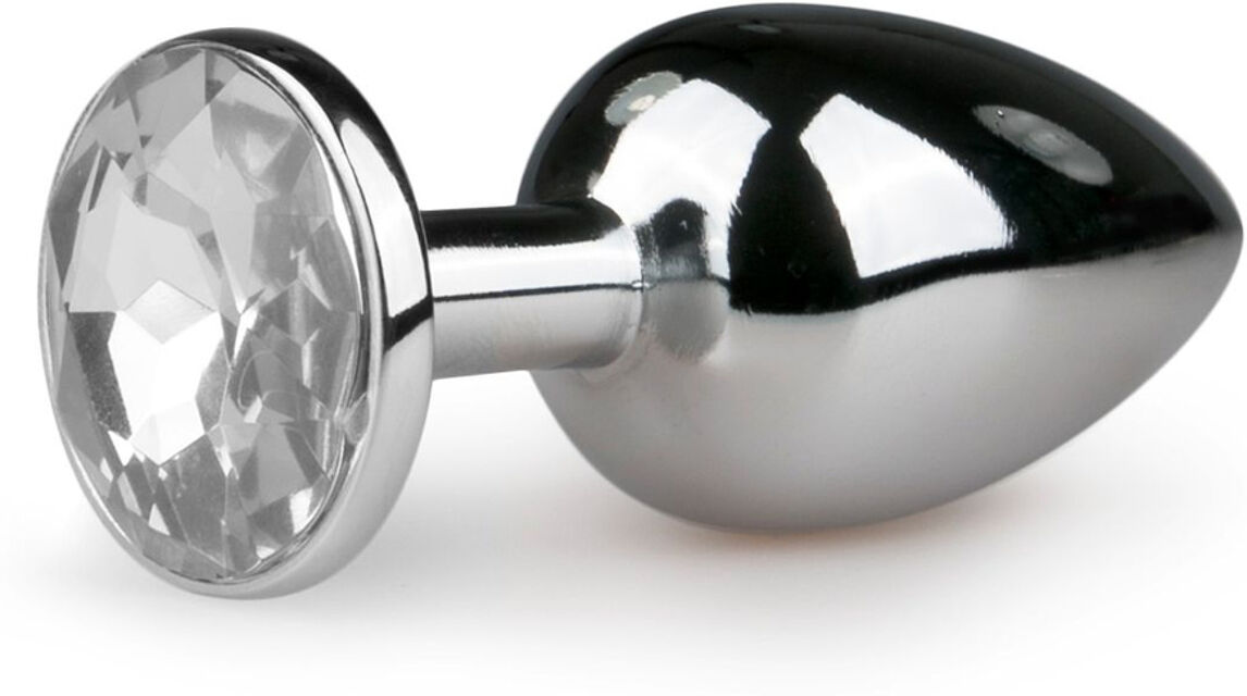 Plug anal en métal argenté/transparent - S
