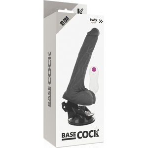 BASECOCK Gode Réaliste Noir 19 CM vibrant à ventouse