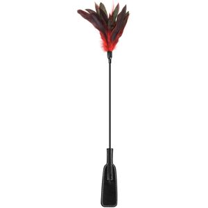 Sweet Caress Cravache noire bdsm avec plumes noires rouges Noir