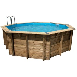 Piscine Ubbink bois Océa - Ø 580 x H 130 cm (Filtre à sable) - Liner gris 75/100 ème - Publicité Piscine Ubbink bois Océa - Ø 580 x H 130 cm (Filtre à sable) - Liner gris 75/100 ème - Publicité