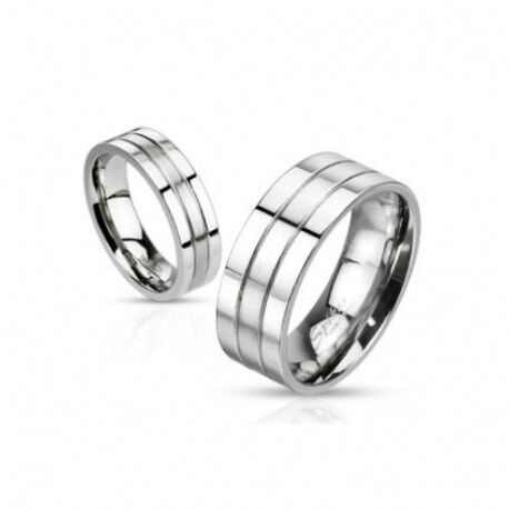 UrbanBijoux Bague anneau de fiançailles engagement homme femme acier deux rainures Taille ∅ - 67