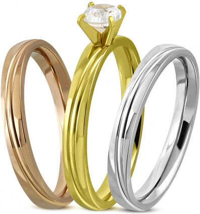 UrbanBijoux Bague anneau de mariage femme solitaire acier trio or argent bronze Taille ∅ - 59 UrbanBijoux Bague anneau de mariage femme solitaire acier trio or argent bronze Taille ∅ - 59