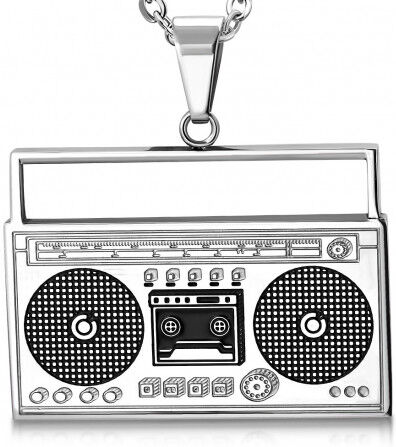 UrbanBijoux Pendentif homme acier inoxydable poste radio platine DJ et chaine UrbanBijoux Pendentif homme acier inoxydable poste radio platine DJ et chaine