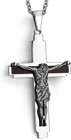 UrbanBijoux Pendentif homme en acier croix Jésus Christ crucifiée et chaine UrbanBijoux Pendentif homme en acier croix Jésus Christ crucifiée et chaine